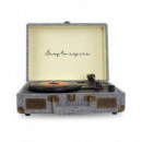 PRIXTON Tocadisco Grabador con Bluetooth/usb/fm/tf VC400 Fabric Tela Gris