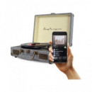 PRIXTON Tocadisco Grabador con Bluetooth/usb/fm/tf VC400 Fabric Tela Gris