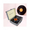 PRIXTON Tocadisco Grabador con Bluetooth/usb/fm/tf VC400 Fabric Tela Gris