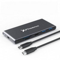 Caja Externa Phoenix M.2 SSD SATA con Hub 7 en 1 USB-C + USB + HDMI + SD 60W
