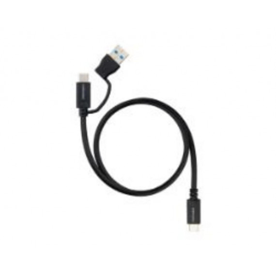 Nanocable Cable USB-C 3.2 Gen2 10Gbps 60W, 4K/60Hz USB-C+USB-A/M a USB-C/M 1m Negro (10.01.4801)