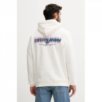 Sudadera Tommy Jeans blanco crema logo estampado PB