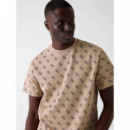 CN SS JACQUARD 4G KNIT TOP TAUPE/BLUE AO