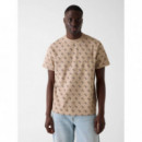 CN SS JACQUARD 4G KNIT TOP TAUPE/BLUE AO