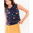 Blusas y Camisas Top BEHULAH Abril Palmeras Azul Marino