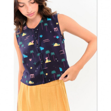 Blusas y Camisas Top BEHULAH Abril Palmeras Azul Marino
