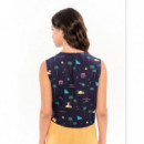 Blusas y Camisas Top BEHULAH Abril Palmeras Azul Marino