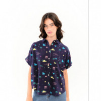 Blusas y Camisas Camisa BEHULAH Sandal Palmeras Azul Marino