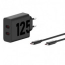 Cargador de Pared MOTOROLA Turbopower Gan X2 Usb-c 125W 20V/6.25A Black + Cable Usb-c 1M