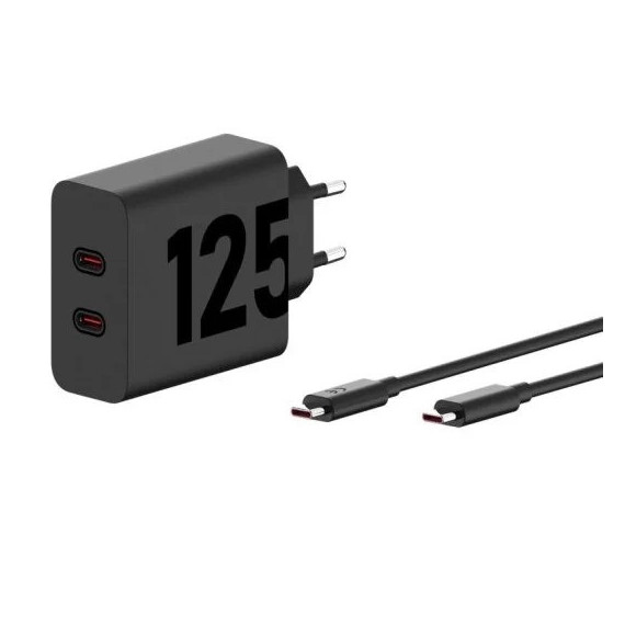Cargador de Pared MOTOROLA Turbopower Gan X2 Usb-c 125W 20V/6.25A Black + Cable Usb-c 1M