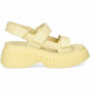 SANDALIA PLATAFORMA VELCROS BEIGE