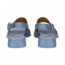 SANDALIA 2 TIRAS PIEL CELESTE