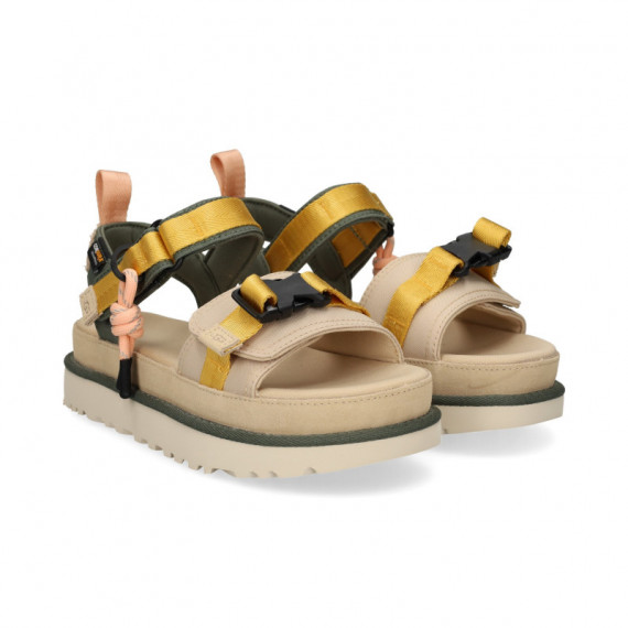 SANDALIA CON TRABAS SERRAJE BEIGE