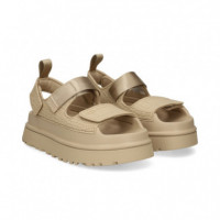 Sandalia Plataforma Velcros Brillo Beige  UGG