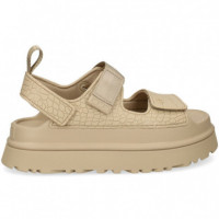 Sandalia Plataforma Velcros Brillo Beige  UGG