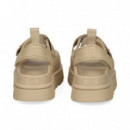 SANDALIA PLATAFORMA VELCROS BRILLO BEIGE