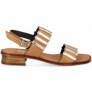 SANDALIA 2 TIRAS PLATA+CUERO