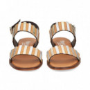 SANDALIA 2 TIRAS PLATA+CUERO