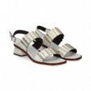 SANDALIA 2 TIRAS PLATINO+BLANCO