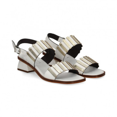 SANDALIA 2 TIRAS PLATINO+BLANCO