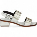 SANDALIA 2 TIRAS PLATINO+BLANCO