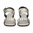 SANDALIA 2 TIRAS PLATINO+BLANCO