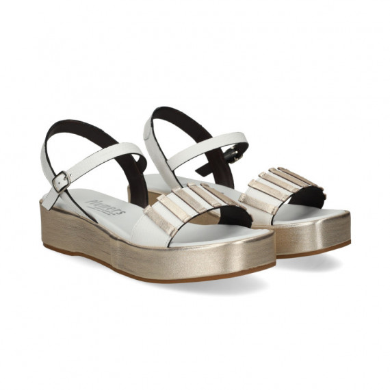 SANDALIA CARMELITA PLATINO+BLANCO