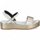 SANDALIA CARMELITA PLATINO+BLANCO