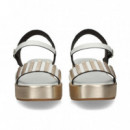 SANDALIA CARMELITA PLATINO+BLANCO