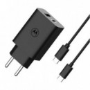 Cargador de Pared Motorola TurboPower 50 Duo SJMC502 USB-C/USB-A 50W + Cable USB-C Negro