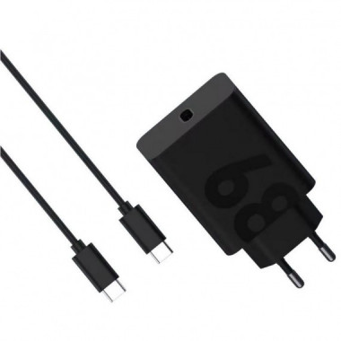 Cargador de Pared Motorola TurboPower GaN USB-C 68W Negro + Cable USB-C 1M