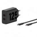 Cargador de Pared Motorola TurboPower GaN Doble USB-C 125W (20V/6.25A) Negro + Cable USB-C 1M