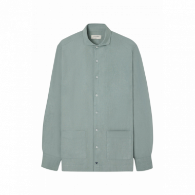 Camisas Camisa SILBON Pockets Lino Verde Medio