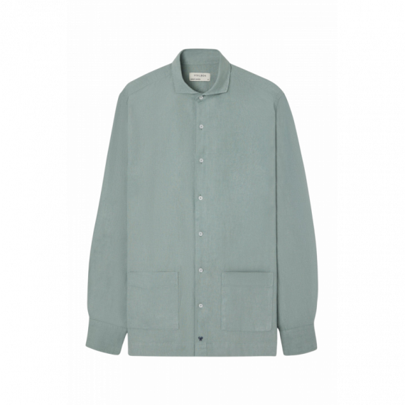 Camisas Camisa SILBON Pockets Lino Verde Medio