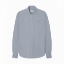 Camisas Camisa SILBON Sport Lino Azul Gris