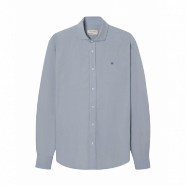 Camisas Camisa SILBON Sport Lino Azul Gris