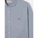 Camisas Camisa SILBON Sport Lino Azul Gris