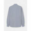 Camisas Camisa SILBON Sport Lino Azul Gris