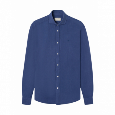 Camisas Camisa SILBON Sport Lino Azul Marino