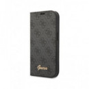 GUESS Funda IPHONE 14 Max Libro Gris Script Con Tarjetero y Soporte