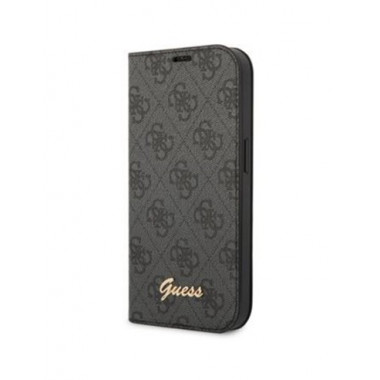 GUESS Funda IPHONE 14 Max Libro Gris Script Con Tarjetero y Soporte