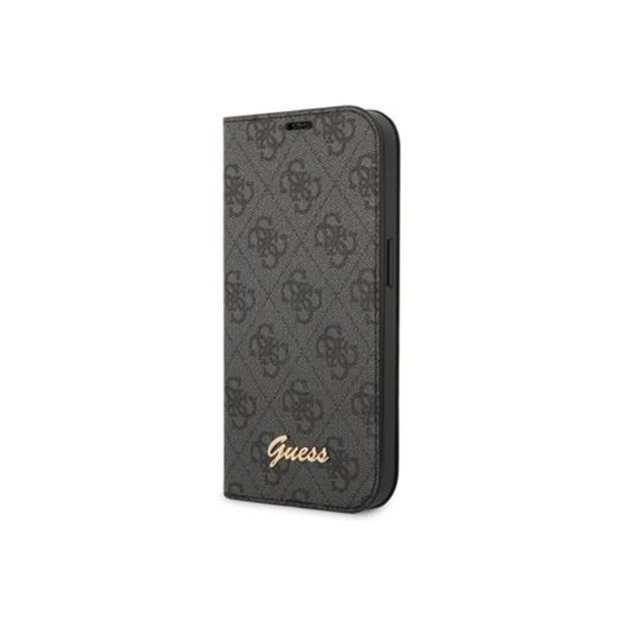 GUESS Funda IPHONE 14 Max Libro Gris Script Con Tarjetero y Soporte