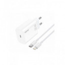 IDUSD Cargador Red Usb Y Tipo C 25W + Cable Datos Tipo C A Lightning Blanco D125B