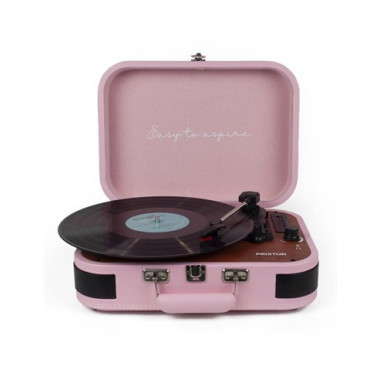 PRIXTON Tocadisco Grabador con Bluetooth/usb/fm/tf VC600 5W X2 Rosa