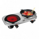 Cocina Electrica Vitroceramica Inox 2 Fuegos 2.000W LARRYHOUSE