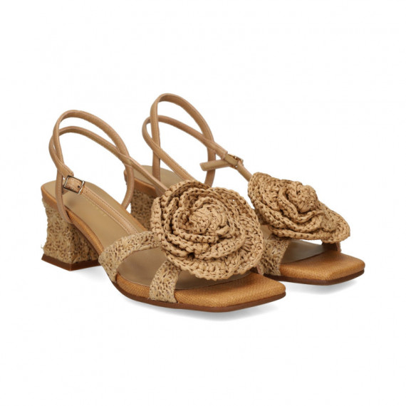 Sandalia Flor Rafia Beige  NOA HARMON