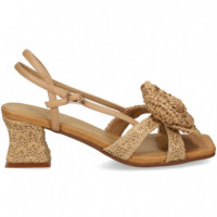 Sandalia Flor Rafia Beige  NOA HARMON