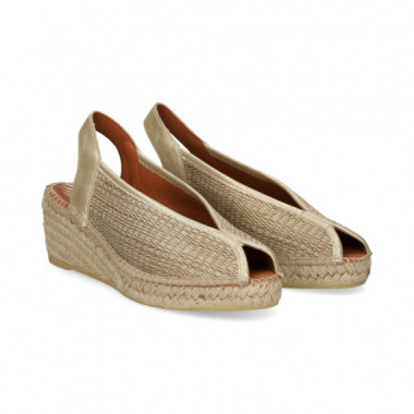 Abierto Punta y Talon Textil Beige  VIGUERA