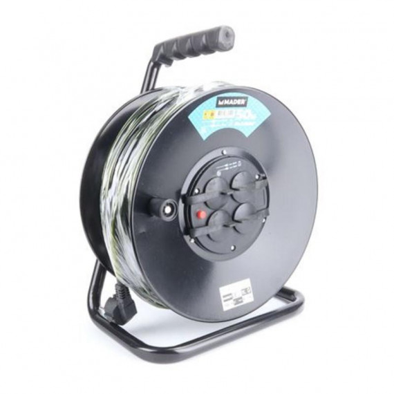Enrollador de Cable Mader de 50 Metros con 4 Tomas y Protección Térmica (3x2.5mm)
