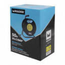 Enrollador de Cable Metálico Mader 50m con 4 Tomas 3x2.5mm